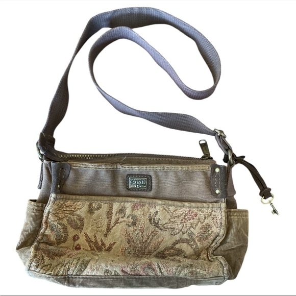 Vintage fossil bag tan paisley floral - Picture 1 of 5